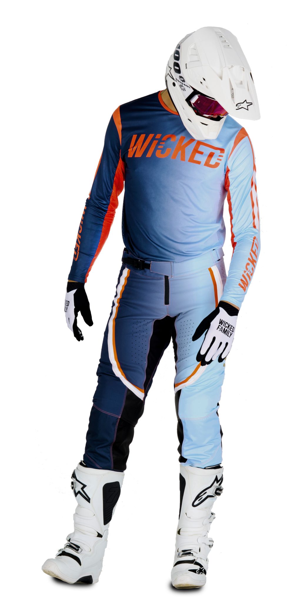 Wicked Family Blaze MX Gear Set – Blue/Light Blue, Adult