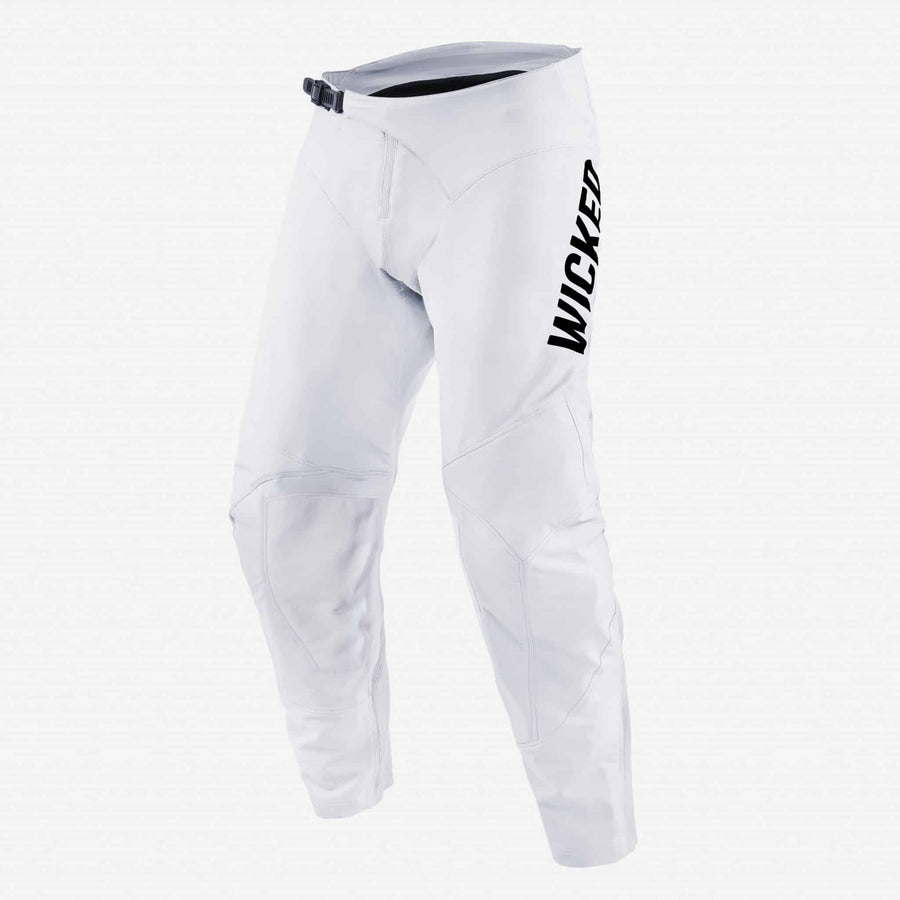 Photo of the front of white Glory MX pants