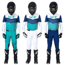 3 dirt bikers in teal block MX jersey