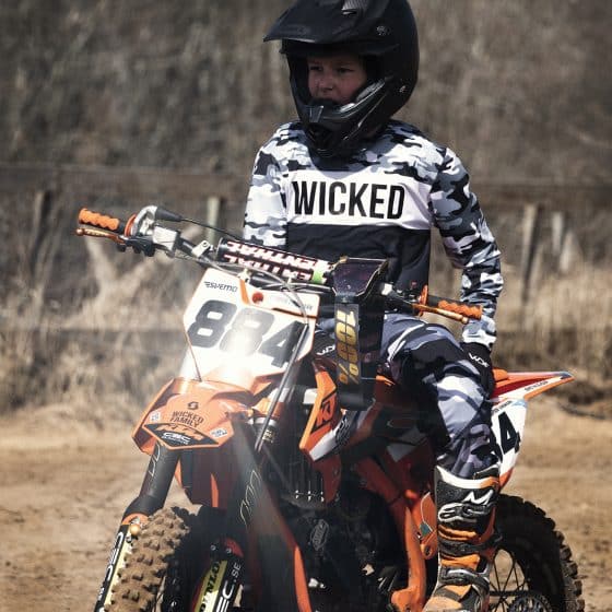 Youth rider in Wicked motocross gear